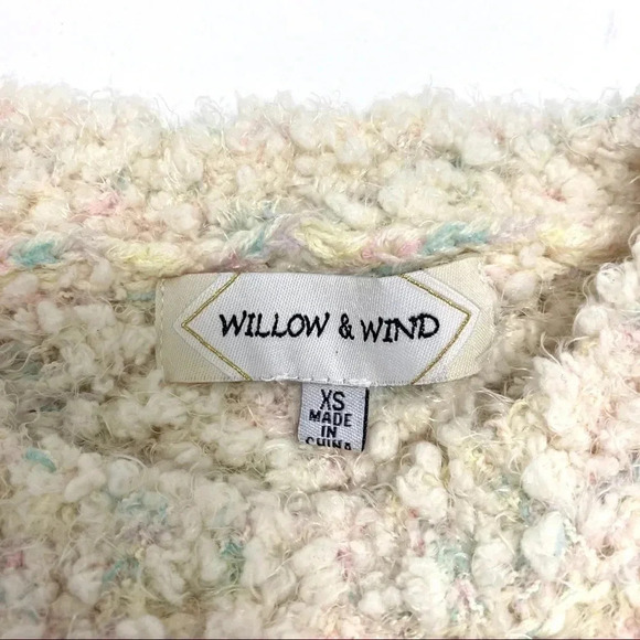 Willow & Wind Popcorn Sweater Pastel Multicolor Cropped knit Crew Neck Size XS - Picture 2 of 5